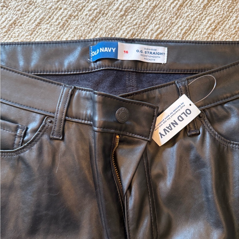 Old Navy Black Straight Leather Pants